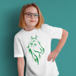 Camiseta de niño y niña con la silueta de un caballo