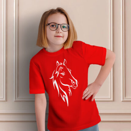 Camiseta de niño y niña con la silueta de un caballo